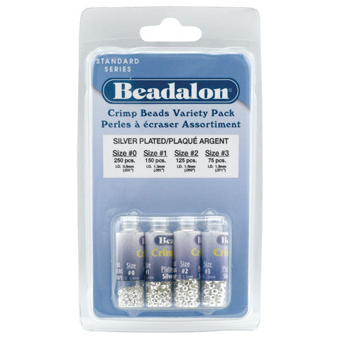 Beadalon Crimp Beads, 4 Sizes Mix, Silver Plated (600 Pieces)