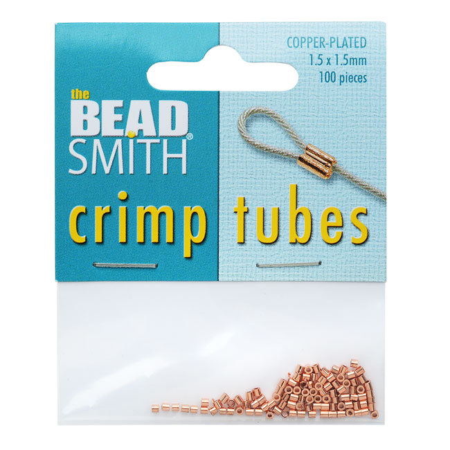 The Beadsmith Crimp Beads, Tube 1.5x1.5mm, Copper Plated (100 Pieces)