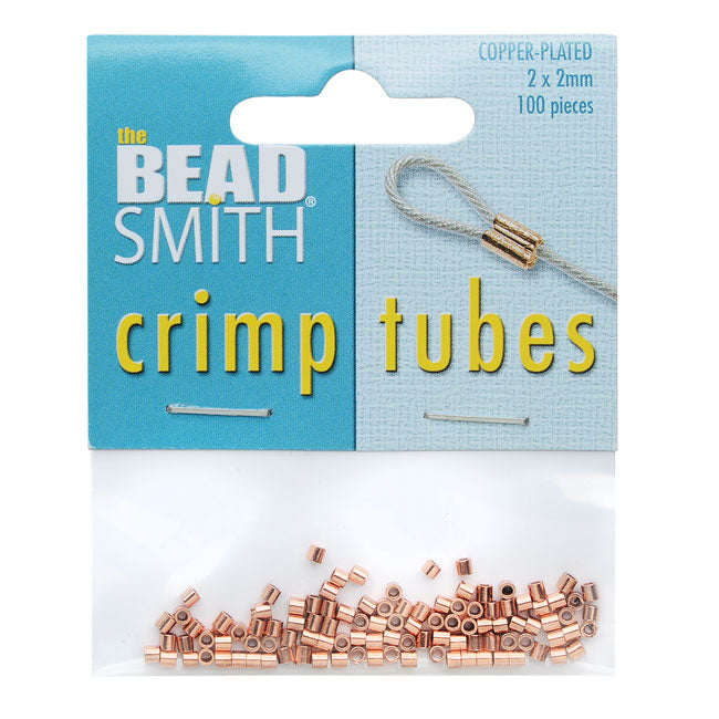 The Beadsmith Crimp Beads, Tube 2x2mm, Copper Plated (100 Pieces)