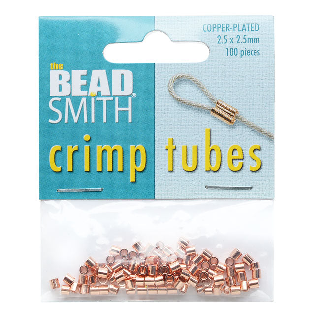 The Beadsmith Crimp Beads, Tube 2.5x2.5mm, Copper Plated (100 Pieces)