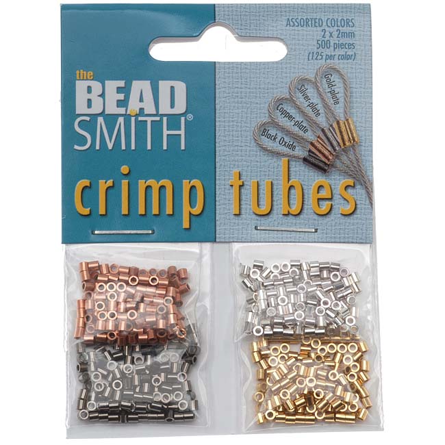 The Beadsmith Crimp Beads, Tube 4 Color Assorted Variety Pack 2x2mm (500 Pieces)