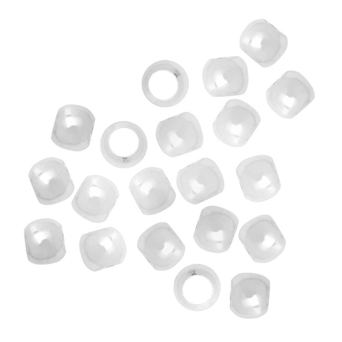 Silver Plated Barrel Crimp Beads 2.5x3mm (50 pcs)