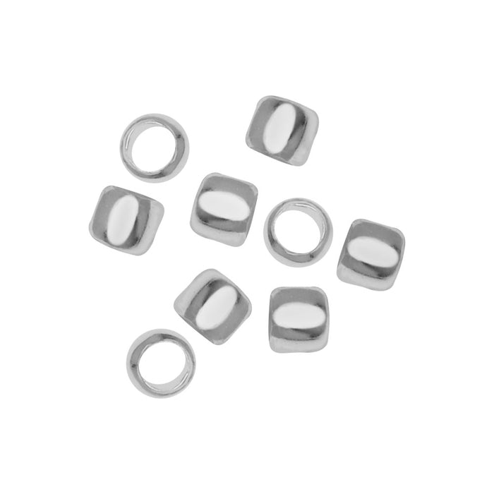 Metal Crimp Beads, Barrel 2x1.5mm, Silver Plated (100 Pieces)