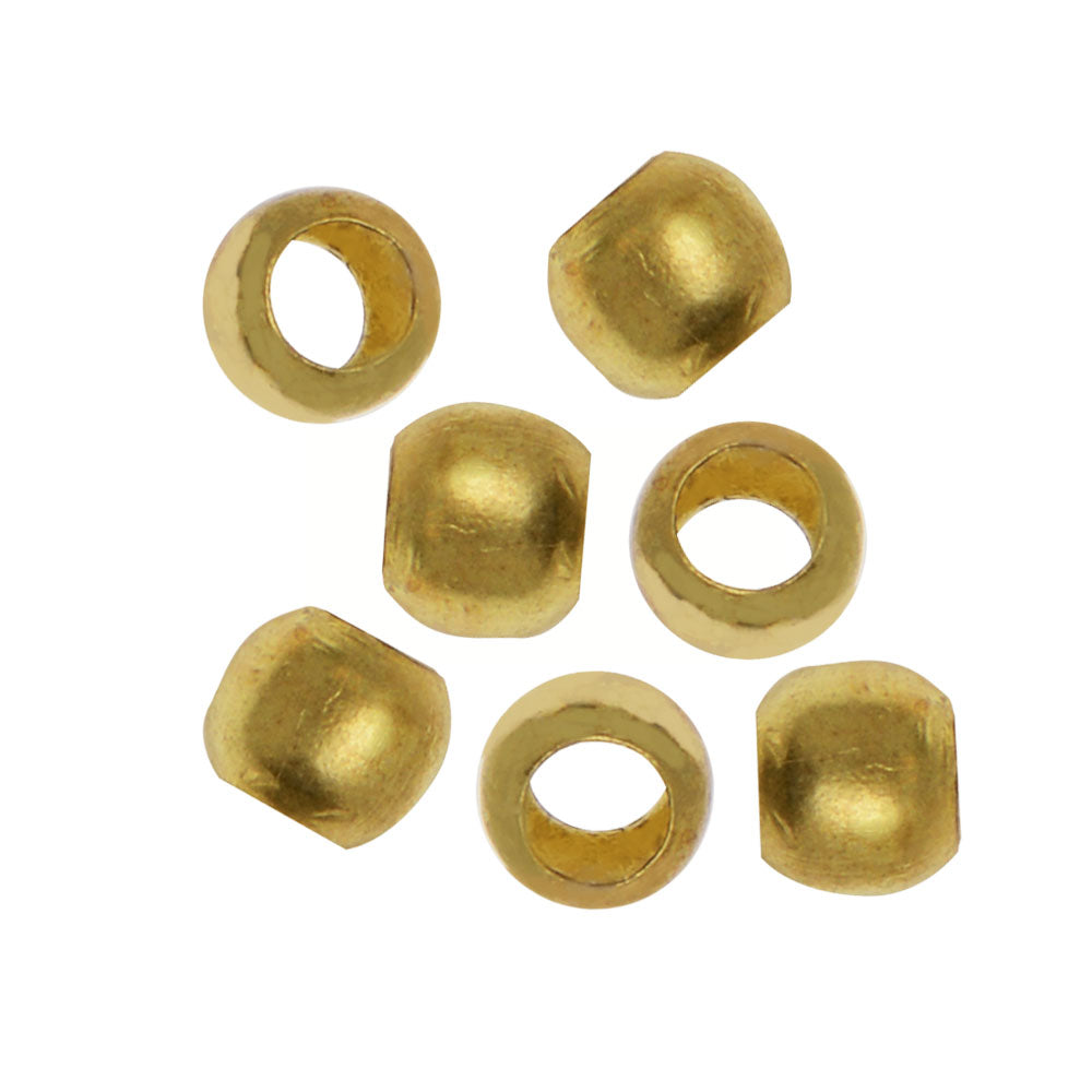 Metal Crimp Beads, Barrel 3x2.7mm, Brass (50 Pieces)