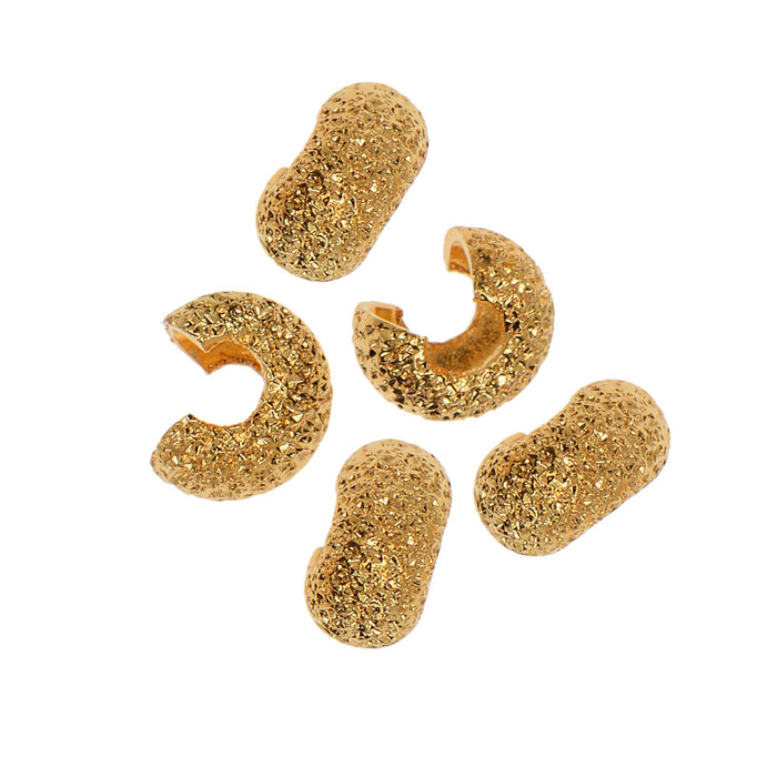 Crimp Bead Cover, Stardust 4mm, Gold Plated (50 Pieces)