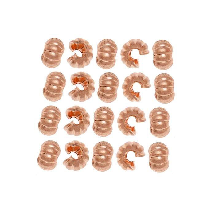 Crimp Bead Covers, Fluted Design 3mm, Matte Copper (20 Pieces)