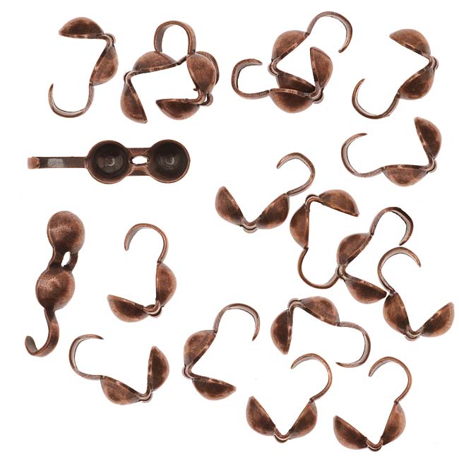 Knot Covers, Clamshell 3.7mm,Antiqued Copper (50 Pieces)