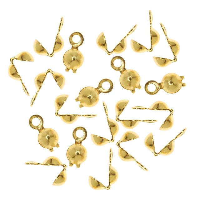 Knot Covers, Clamshell with Closed Loop 3.7mm, Brass (50 Pieces)