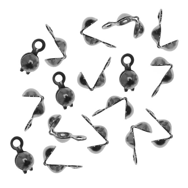 Knot Covers, Clamshell with Closed Loop 3.7mm, Gunmetal Plated (50 Pieces)