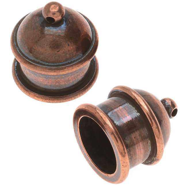 TierraCast Maker's Collection, Pagoda Cord Ends Fits 10mm Antiqued Copper Plated (2 Pieces)