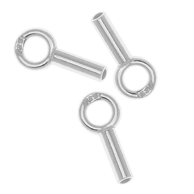 Cord Ends, Crimp Beads with Loop 5x1.5mm, Sterling Silver (10 Pieces)