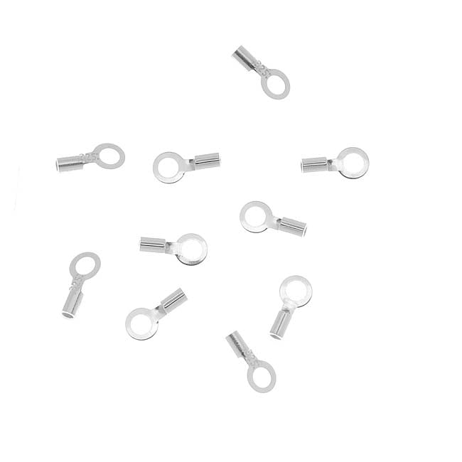 Cord Ends, Crimp Beads with Loop 2x1.7mm, Sterling Silver (10 Pieces)