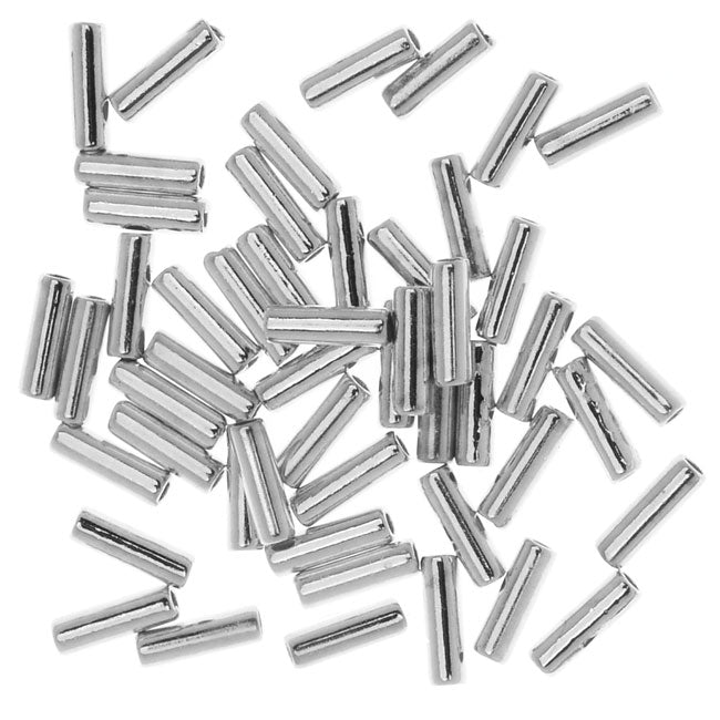 Beads, Tube 5x2mm, Silver Plated (50 Pieces)