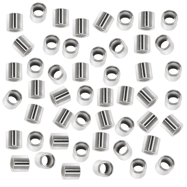Tube Crimp Beads, 1.5x1.5mm, Silver Plated (50 Pieces)