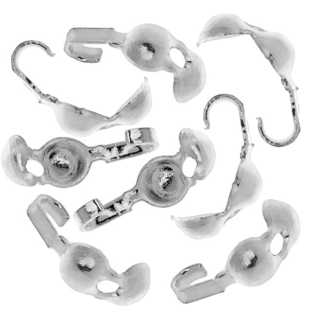 Clamshell Knot Covers, With 3.5mm Cups, Silver Plated (50 Pieces)