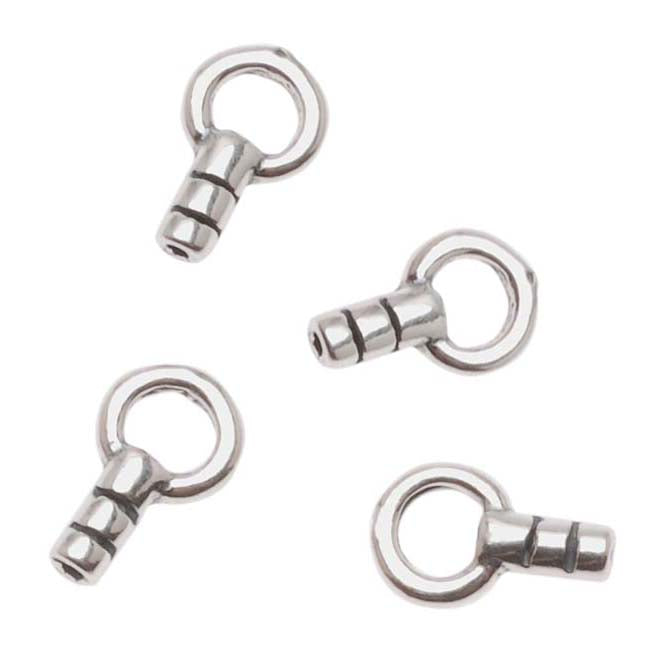 Beading Chain End Caps, Crimp Beads with Loop, Sterling Silver (4