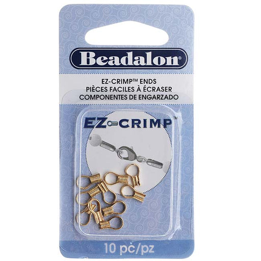 Beadalon EZ- Crimp Cord Ends,8mm, Gold Plated (10 Pieces)