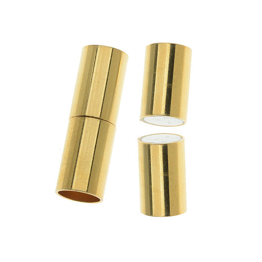 Magnetic Clasps, Tube Cord Ends Fits 6.2mm Cord, Gold Plated (1 Set)