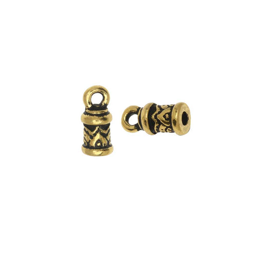 TierraCast Cord Ends, Temple Dome 11mm, Fits 2mm Cord, Antiqued Gold Plated (2 Pieces)