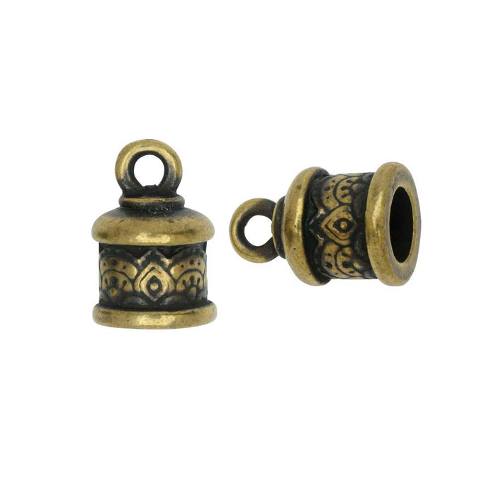 TierraCast Cord Ends, Temple Dome 14.5mm, Fits 6mm Cord Brass Oxide Finish (2 Pieces)