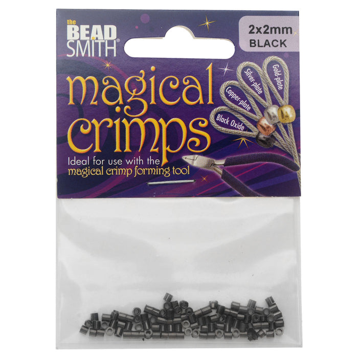 The Beadsmith Magical Crimp Beads, Tube 2x2mm, Black Oxide (100 Pieces)