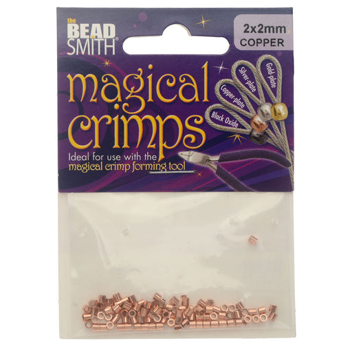 The Beadsmith Magical Crimp Beads, Tube 2x2mm, Copper Plated (100 Pieces)