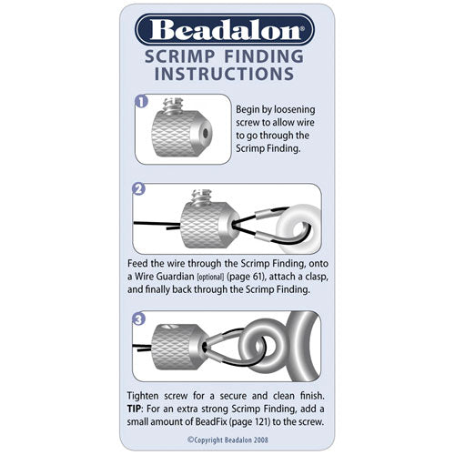 Beadalon Scrimps, Screw-On Round Crimp Cord End with Loop, Silver Plated (8 Pieces)