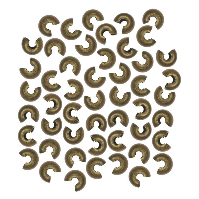 Crimp Bead Covers, 4mm, Antiqued Brass (50 Pieces)