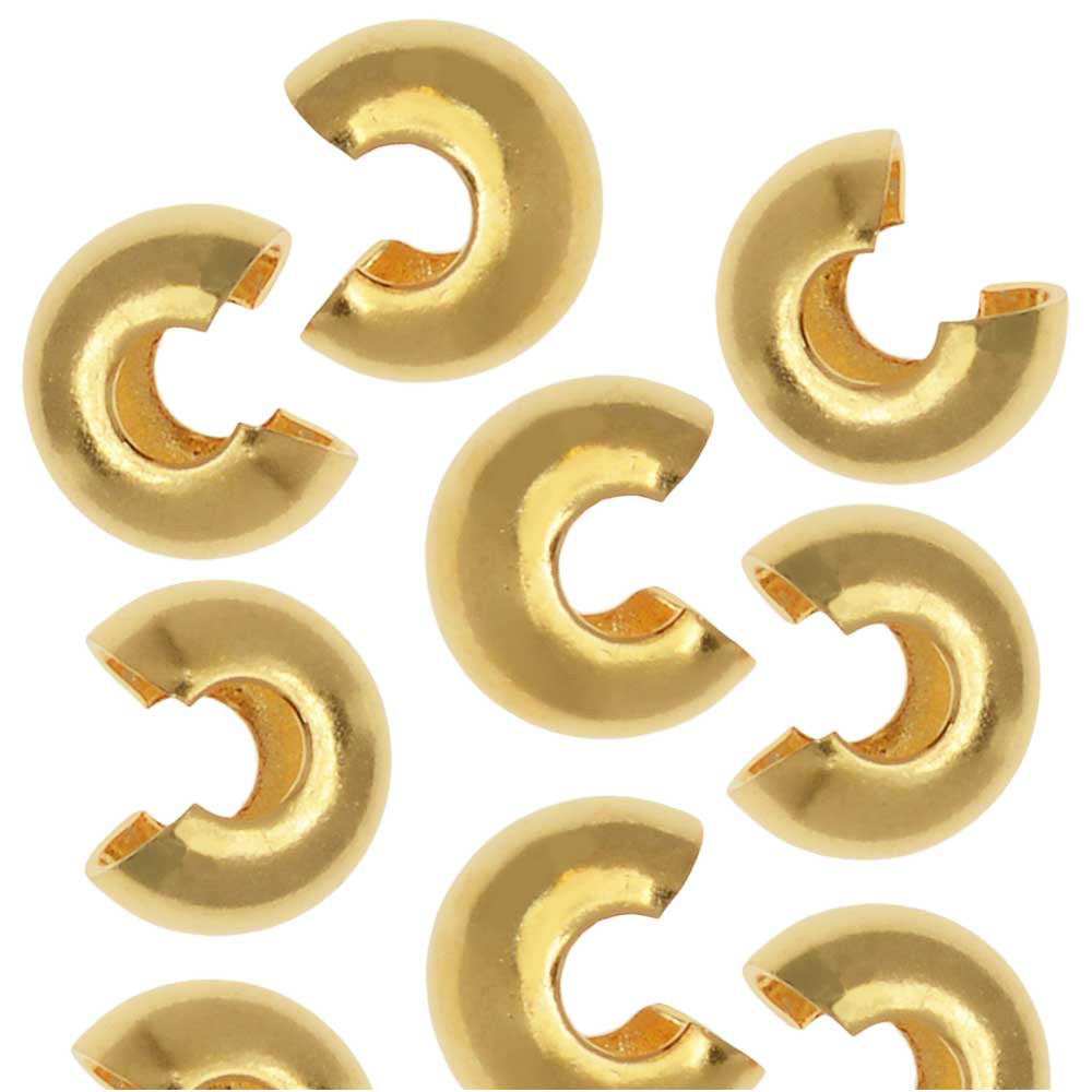 Crimp Bead Covers, 5mm, Gold Plated (50 Pieces)