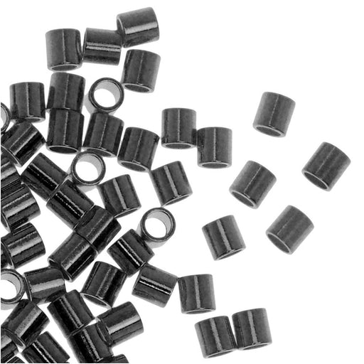 Crimp Beads, Tube 2x2mm, Gunmetal Plated (100 Pieces)