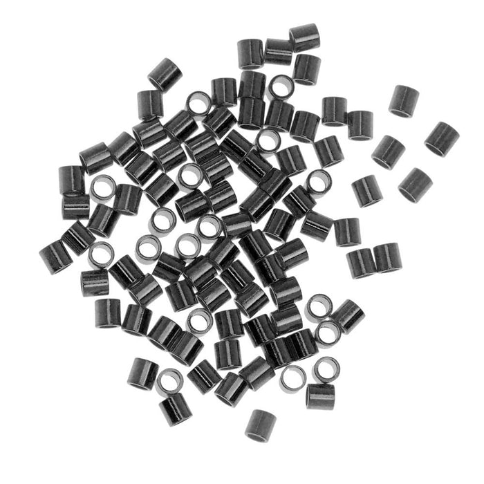 Crimp Beads, Tube 2x2mm, Gunmetal Plated (100 Pieces)