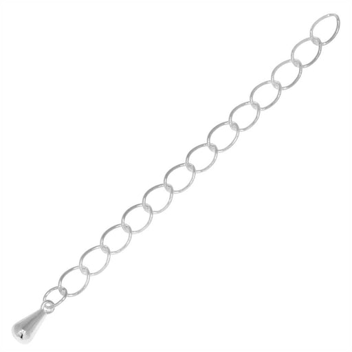 Necklace Chain Extender, Curb Links with Drop 2 Inches, Silver Plated (10 Pieces)