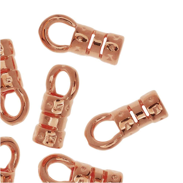 Cord Ends, Fancy Crimp Style with Loop, Fits 2mm Cord, Copper Plated (20 Pieces)