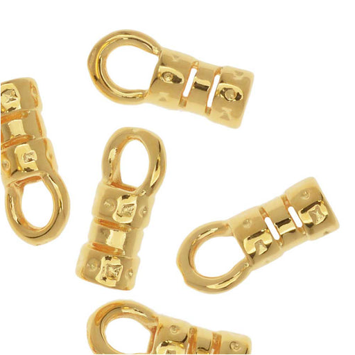Cord Ends, Fancy Crimp Style with Loop, Fits 2mm Cord, Gold Plated (20 Pieces)