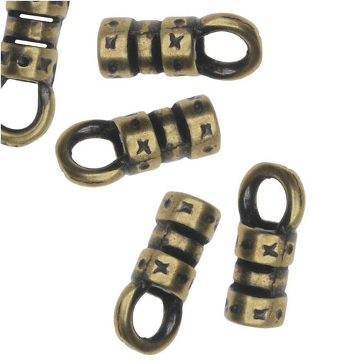 Cord Ends, Fancy Crimp Style with Loop, Fits 2mm Cord, Antiqued Brass (20 Pieces)