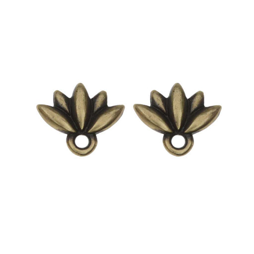 TierraCast Pewter Earring Post, Lotus Flower with Ring 9.5x11.5mm Brass Oxide Finish (Pair)