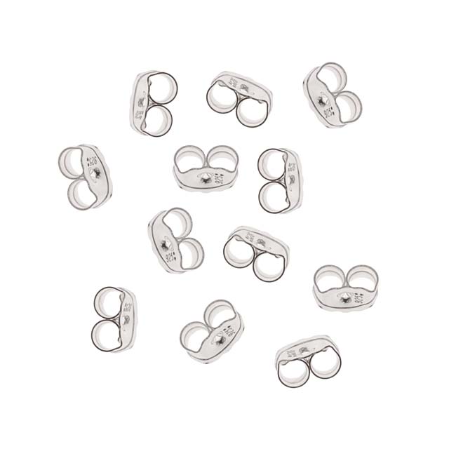 Earring Backs, Earnuts with Small Clutch 4mm Sterling Silver (6 Pairs)