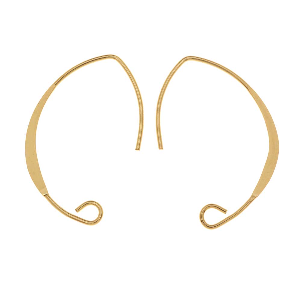 V-Shaped French Ear Wire, with Flattened Wire and Loop, 14K Gold-Filled (1 Pair)