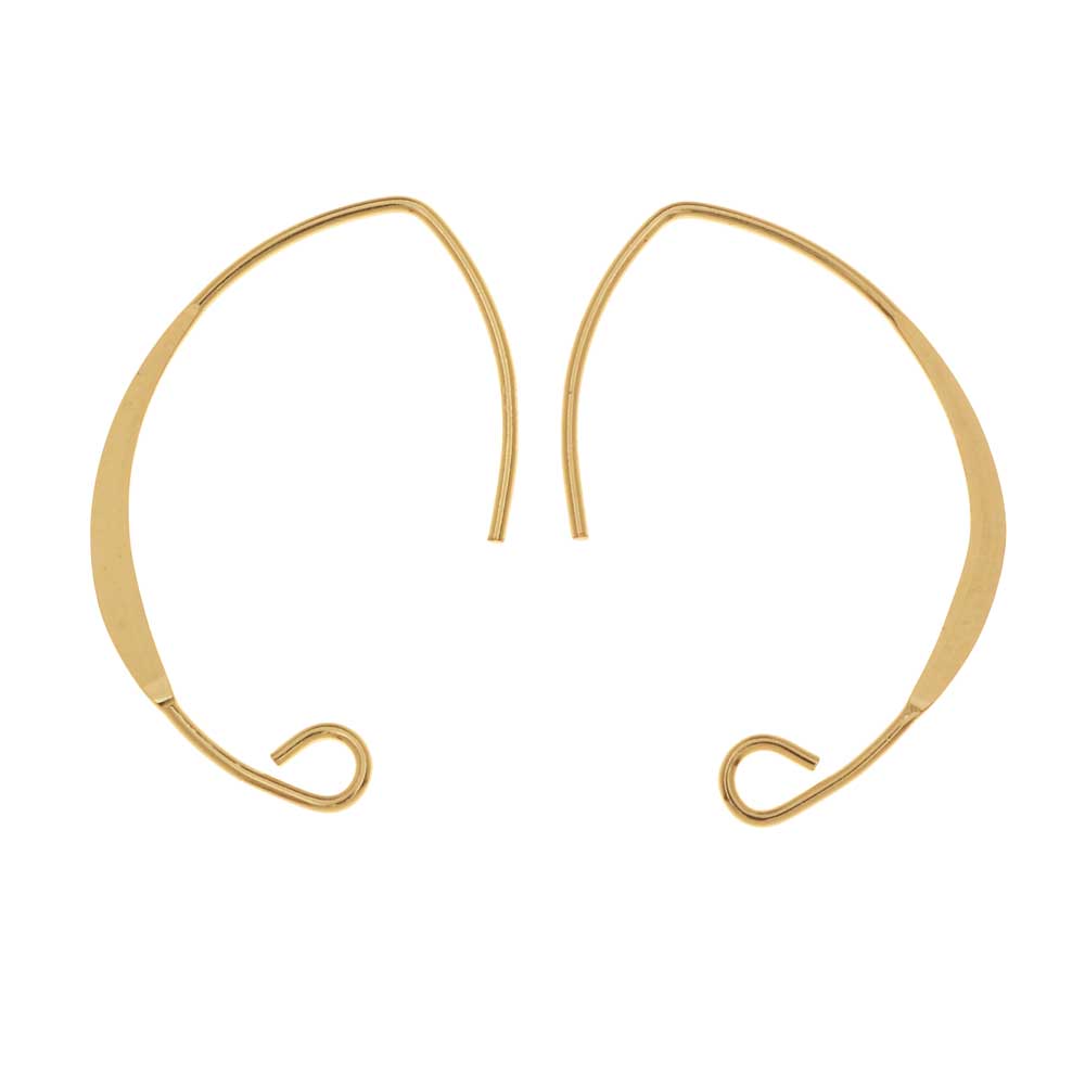 V-Shaped French Ear Wire, with Flattened Wire and Loop, 25.5x18mm 14K Gold-Filled (1 Pair)