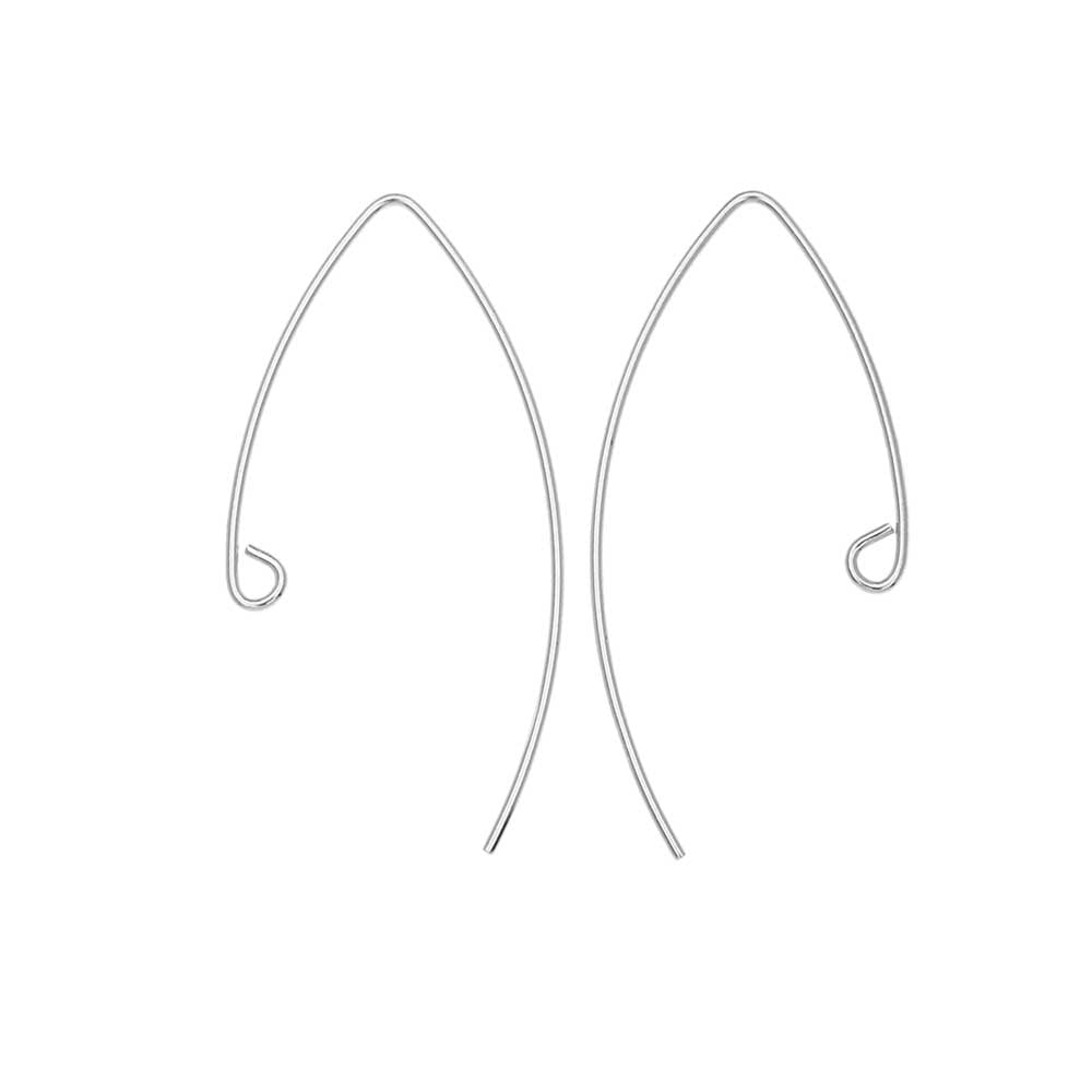 V-Shaped French Ear Wire, with Loop 36x17.5mm Sterling Silver (2 Pairs)