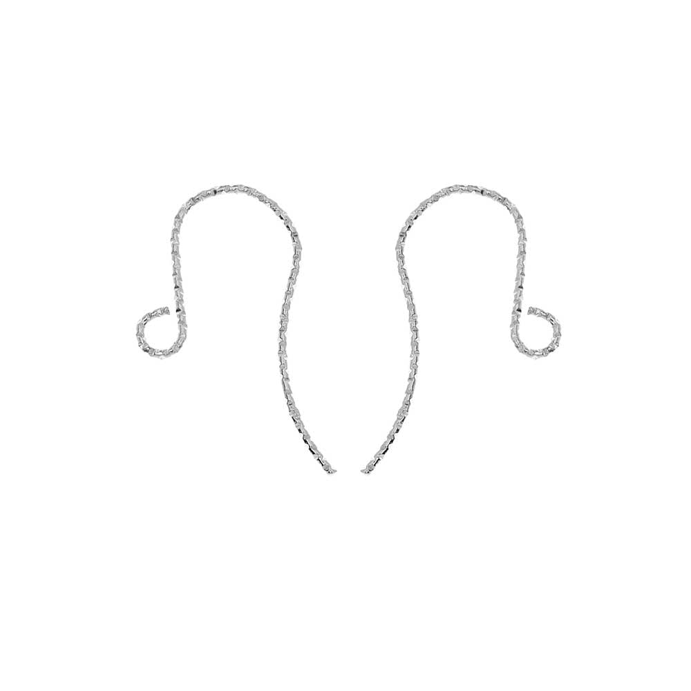 French Sparkle Ear Wire, with Loop End 21mm Long, Sterling Silver (2 Pairs)