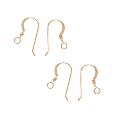 Earring Hooks, French Wire with Coil 19mm Long 14K Gold-Filled (2