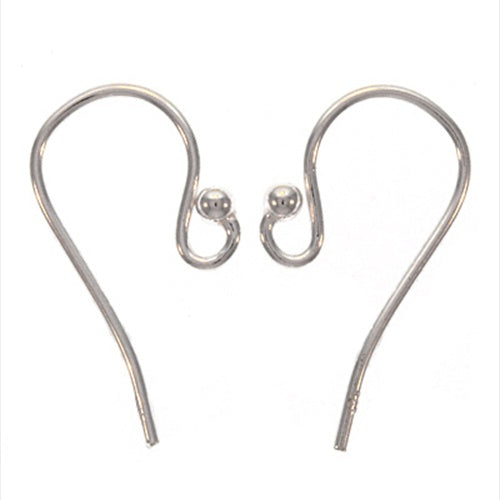 Earring Findings, Hook with Ball 11mm, Sterling Silver (2 Pairs)