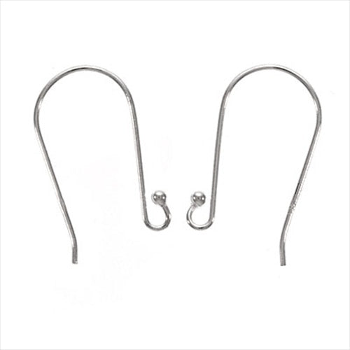 Earring Findings, Hook with Ball 16mm, Sterling Silver (2 Pairs)