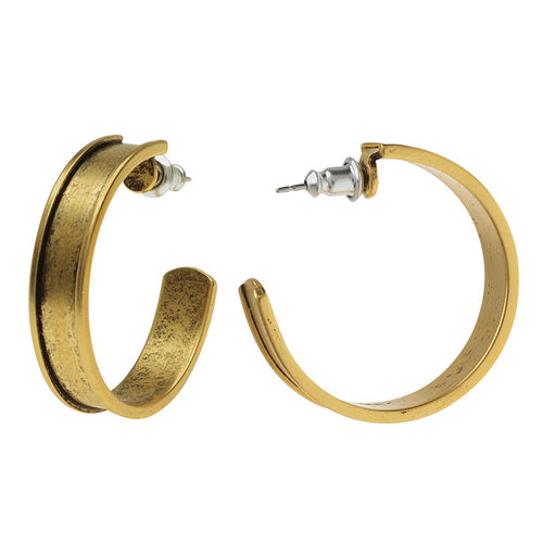 Nunn Design Channel Earring Finding, 28.5mm Hoop, 1 Pair, Antiqued Gold