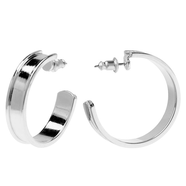Nunn Design Earring Findings, Hoop 28.5mm, Bright Silver (1 Pair)