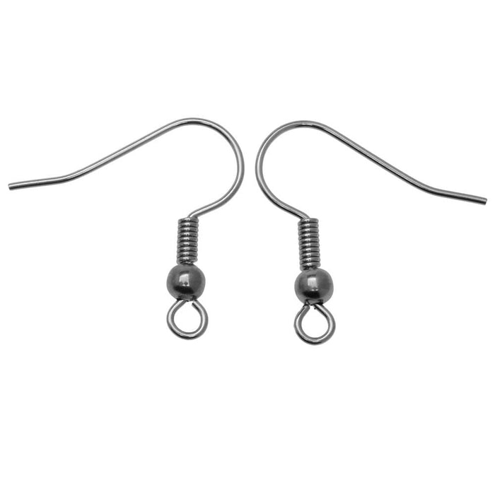 Earring Hooks, w/ Ball and Loop 19.5mm, Stainless Steel (10 Pairs)