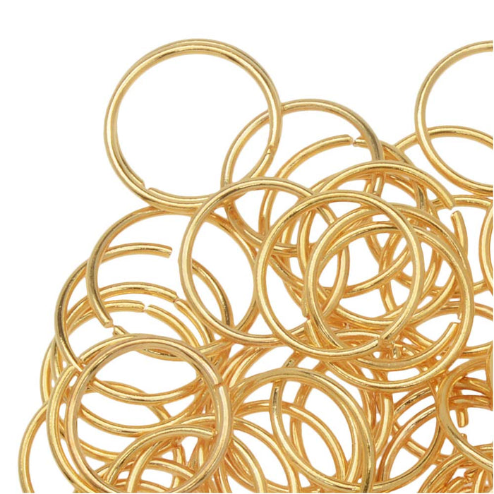 Jump Rings, Open 10mm Diameter 20 Gauge, Gold Plated (50 Pairs)