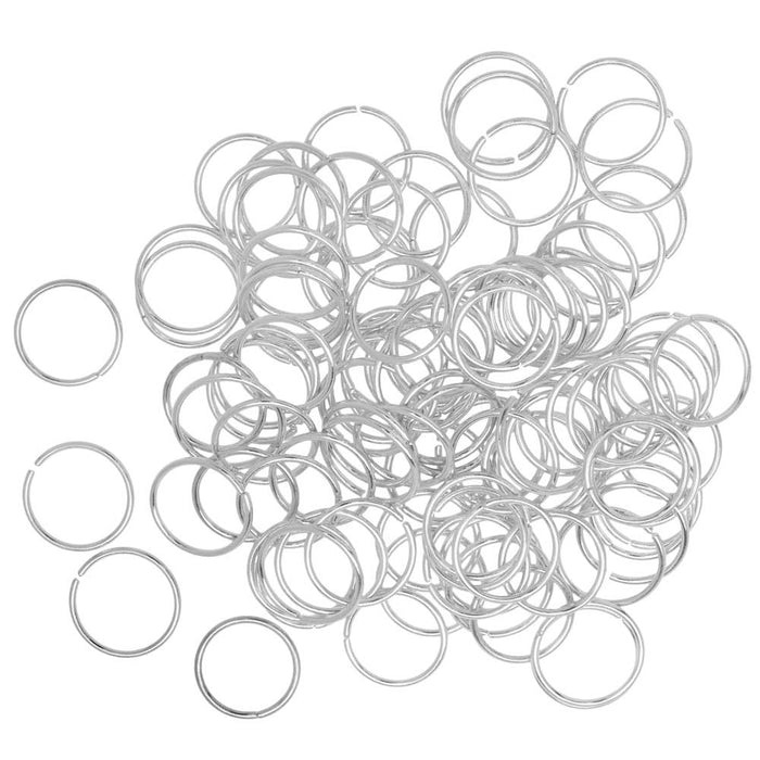 Jump Rings, Open 10mm Diameter 20 Gauge, Silver Plated (100 Pieces)