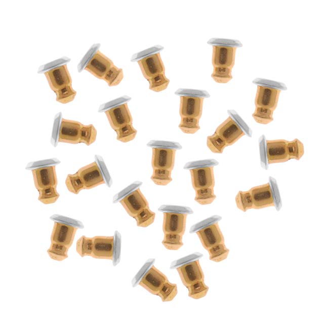 Earring Backs, Hypo Allergenic Bullet Clutch 5.5x5mm, Gold Tone (25 Pairs)